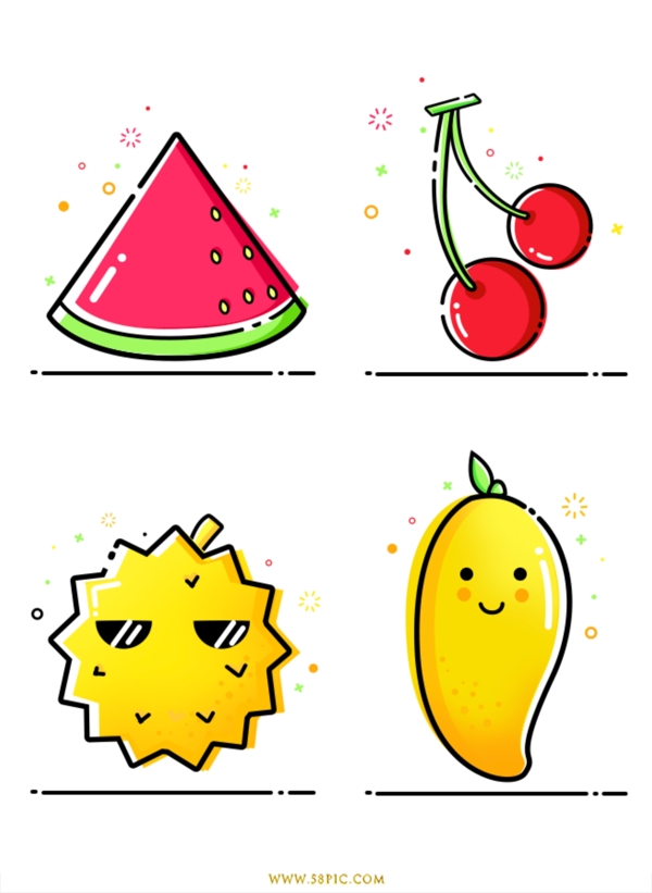 mbe插画可爱卡通水果设计元素素材