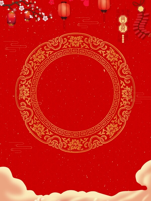 红色喜庆猪年新年背景素材设计