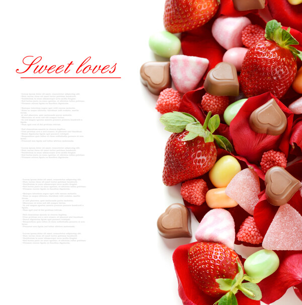草莓与巧克力糖果背景图片