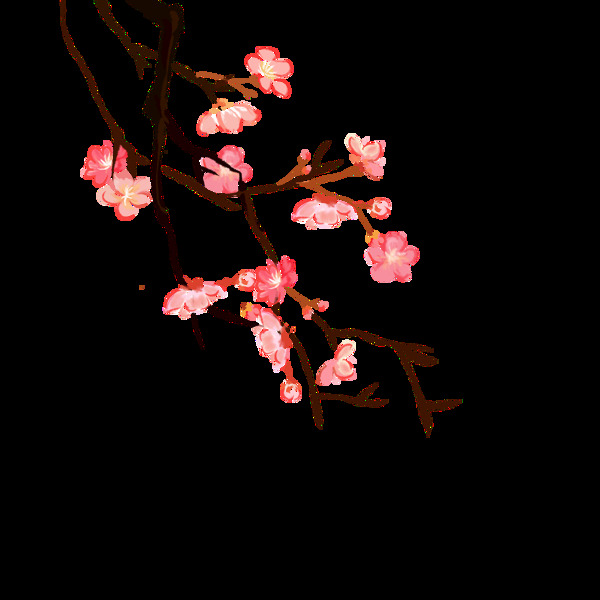 梅花花朵水墨画粉色花朵图片
