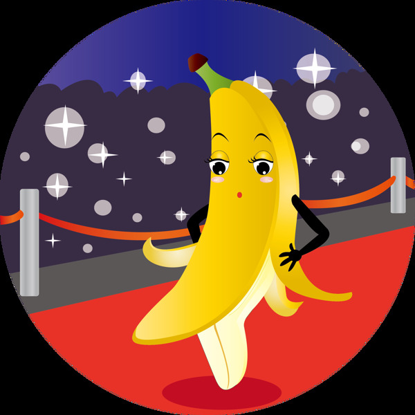 蔬菜水果元素卡通香蕉小姐可商用