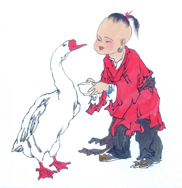 孩子与鹅