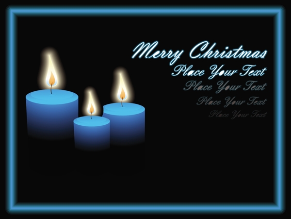 圣诞蜡烛和文本的蓝色框