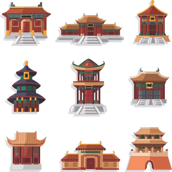 中国古代城门家门矢量