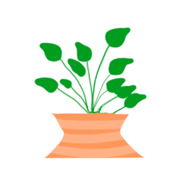 花瓶里的绿色植物叶子卡通元素