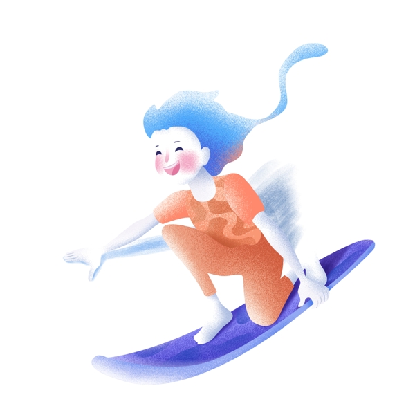 糖果渐融手绘乘着滑板的少女插画设计
