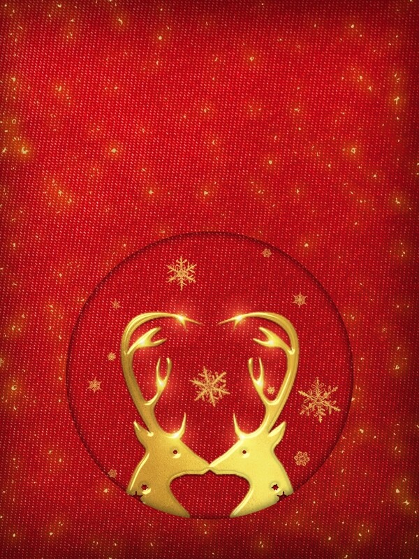 简约金色麋鹿角圣诞节背景素材