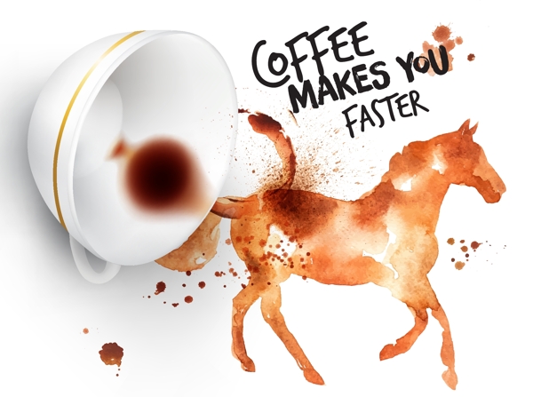 咖啡墨迹边框海报设计