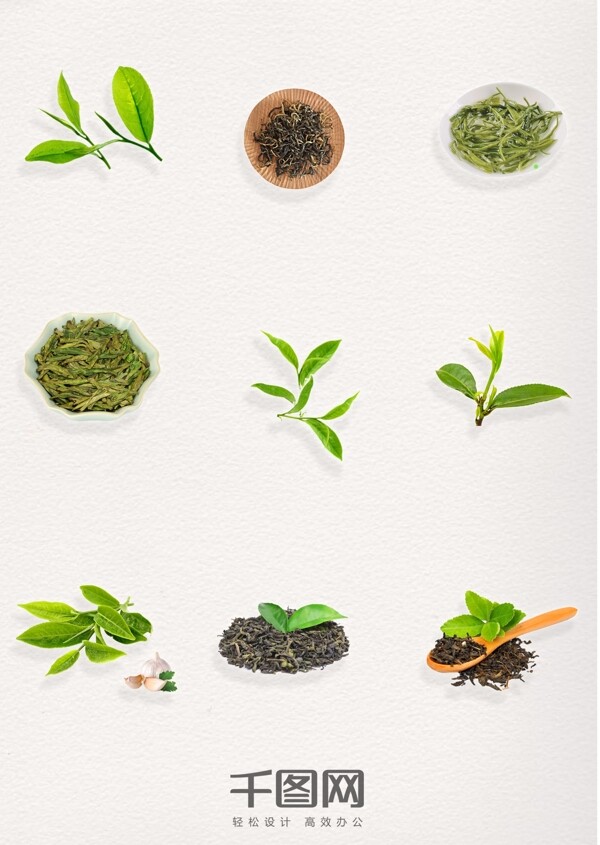 绿色叶子茶叶绿茶叶图案元素