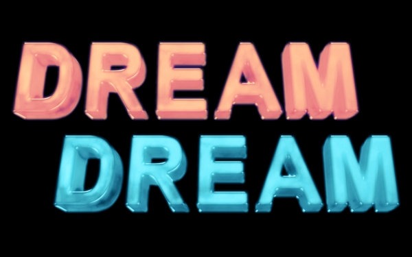 粉蓝双色冰块可爱艺术字Dream