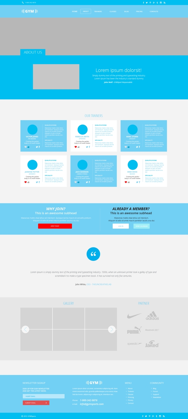 蓝色创意英文UI设计网站