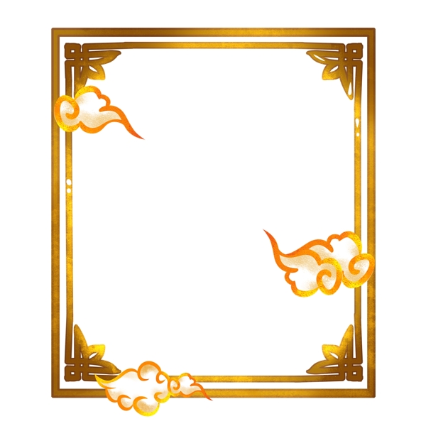 中国风古典祥云长方形窗户边框插画