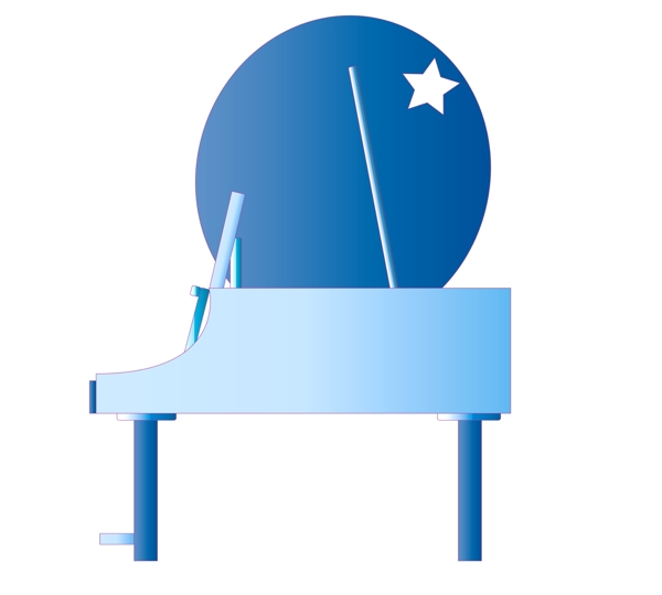 精致的蓝色钢琴插图