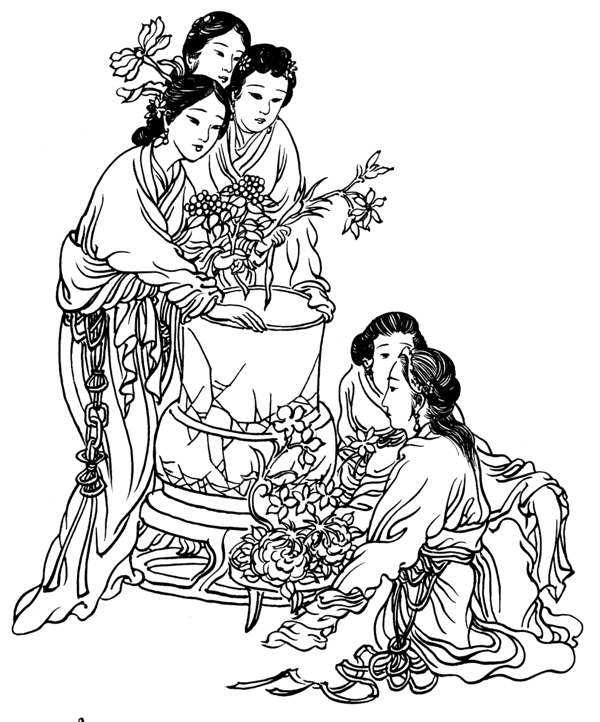 仙女种花图图片