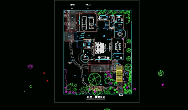 小别墅庭院园林CAD图纸图片