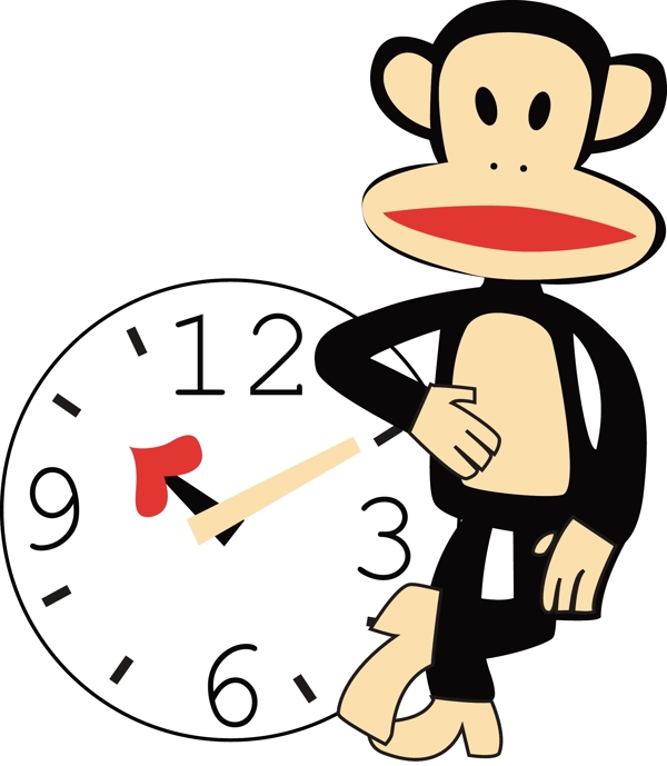 卡通猴子和钟