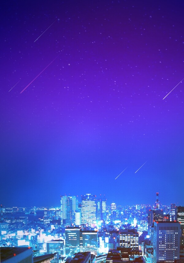 唯美紫色流星雨星空背景素材