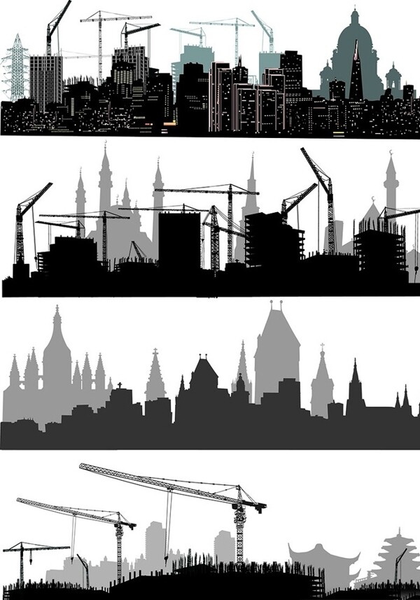 城市剪影都市剪影建筑素描