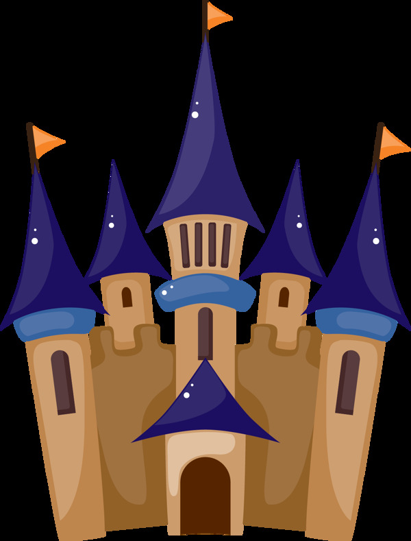 卡通城堡旗帜元素