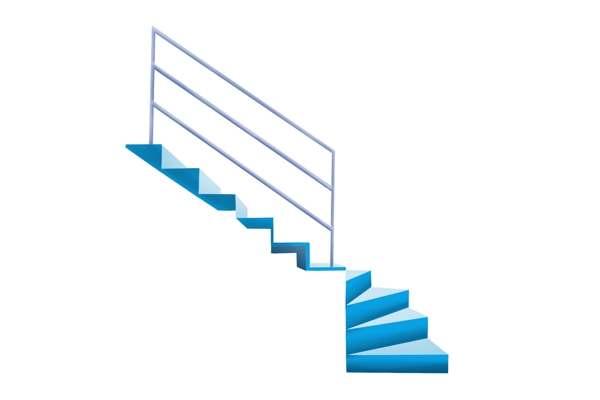 蓝色楼梯和护栏插画