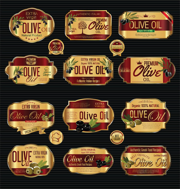 红色质量橄榄油标签图片