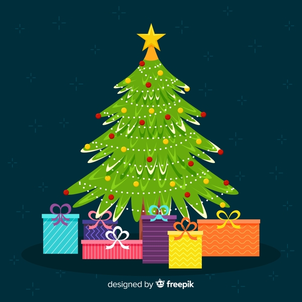 绿色圣诞树和礼物图片