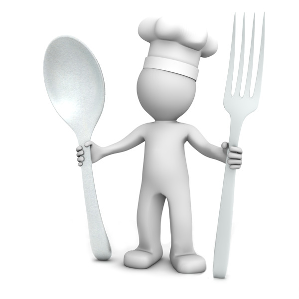 用勺子和叉子3D厨师