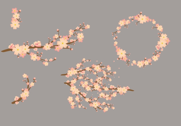 精致粉色桃花花环立春元素