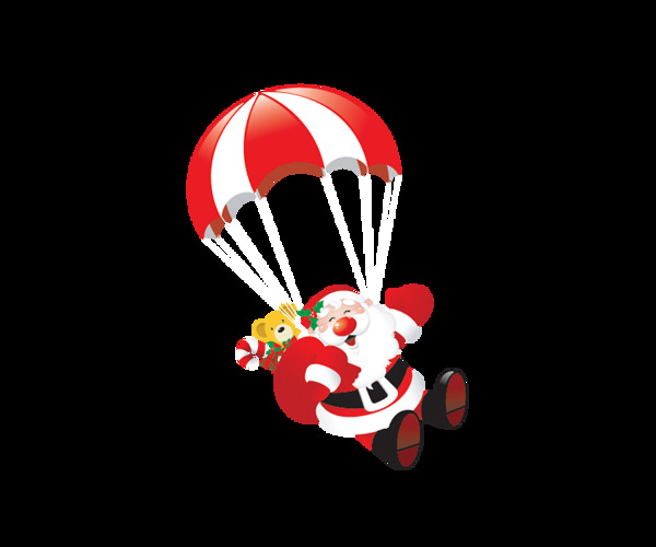 跳伞的卡通圣诞老人