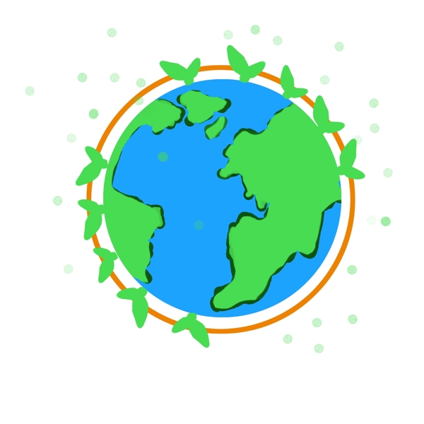 地球日圆形地球插画