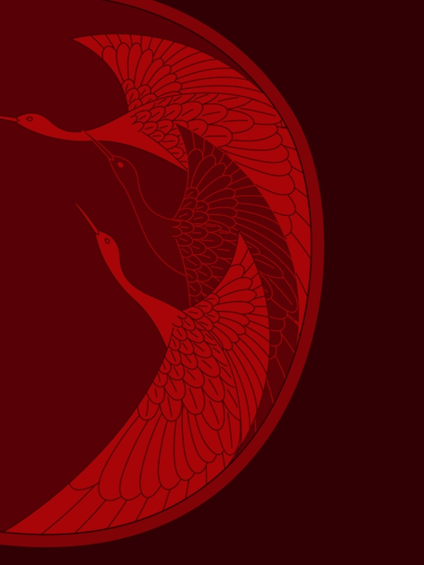 红色中国风鹤鸟背景素材