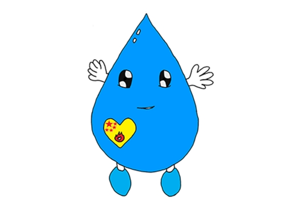 蓝色水滴形卡通吉祥物