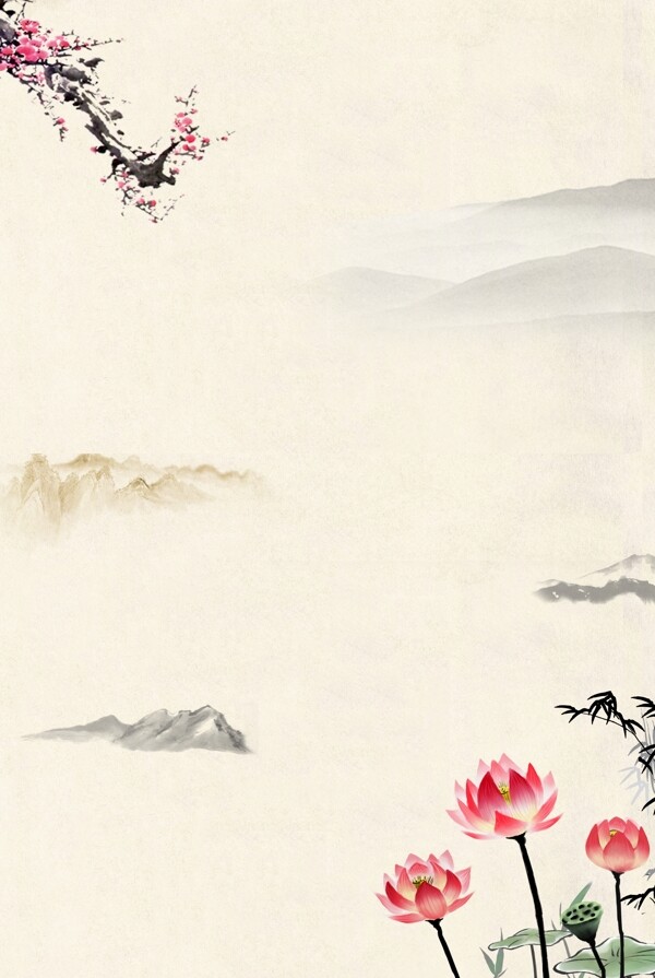 中国风山水图水墨画背景图