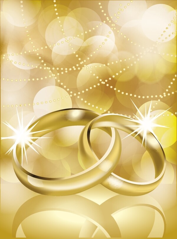 黄金首饰结婚对戒矢量素材