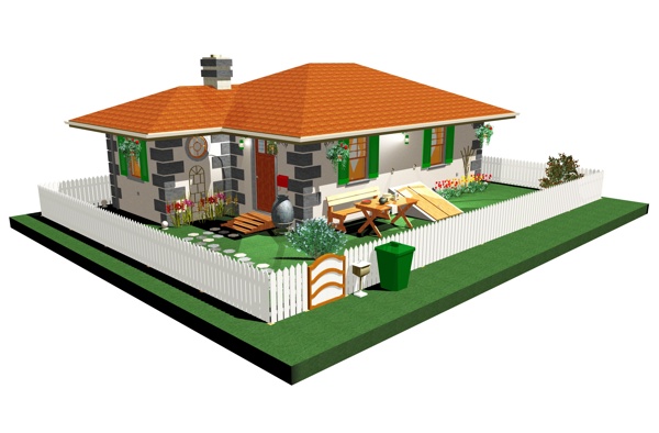 白色栏栅3D别墅图片