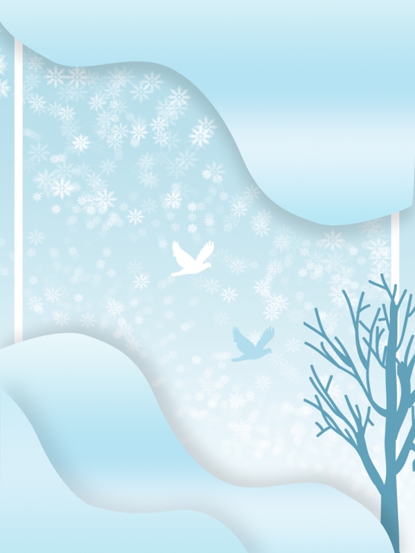简约蓝色冬季雪景背景素材