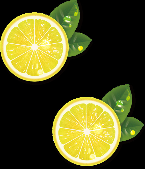 小清新绿叶柠檬元素