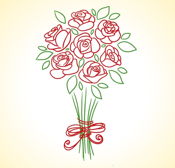 手绘玫瑰花束