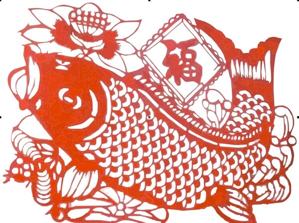 红福鱼剪纸图片
