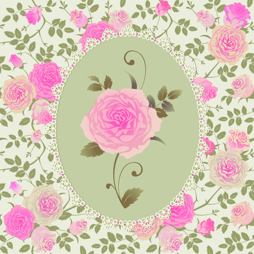 粉红色的玫瑰图案背景矢量素材03