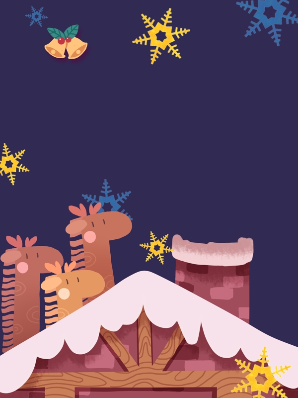 手绘麋鹿圣诞节紫色背景素材