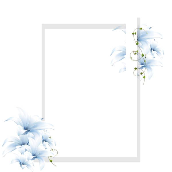 清新蓝色花朵边框