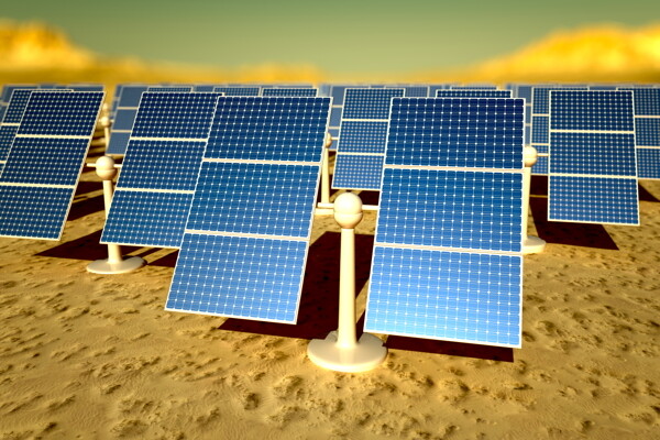 沙漠里的太阳能图片