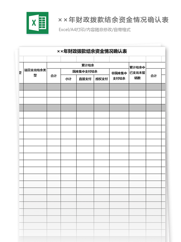 年财政拨款结余资金情况确认表