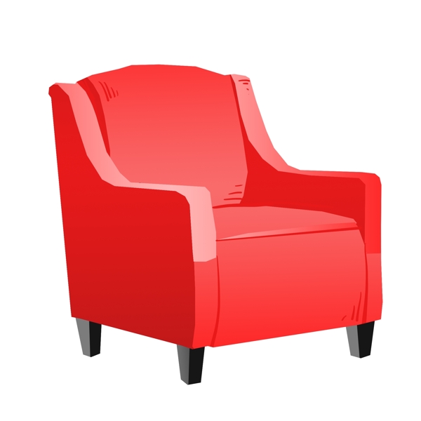 手绘红色沙发椅子