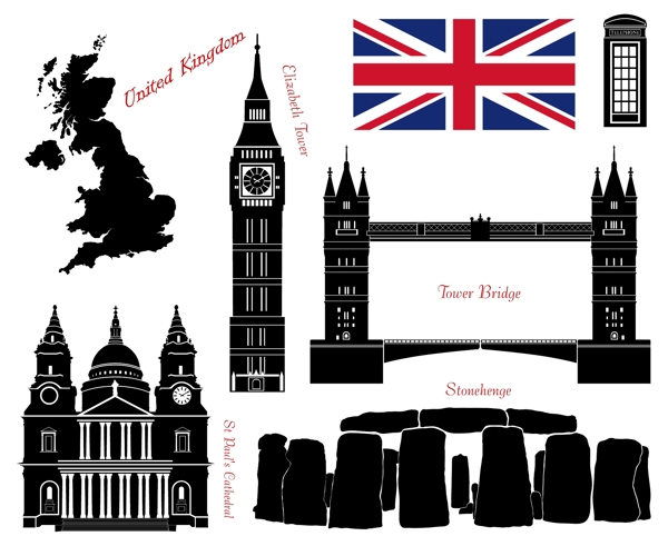 时尚地标英国建筑插画