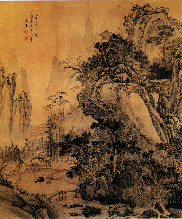 春山秀色图山水画中国古画0697