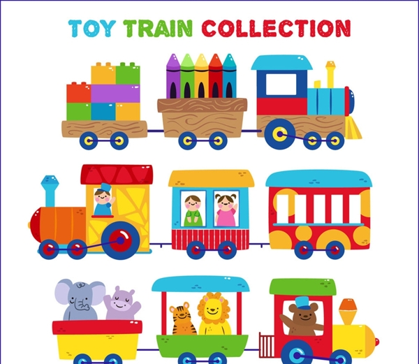 可爱玩具火车矢量素材