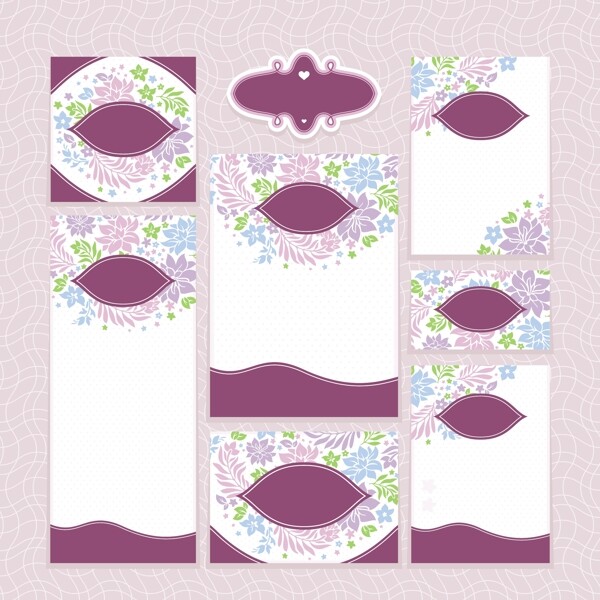 紫色植物花朵婚礼贺卡矢量素材