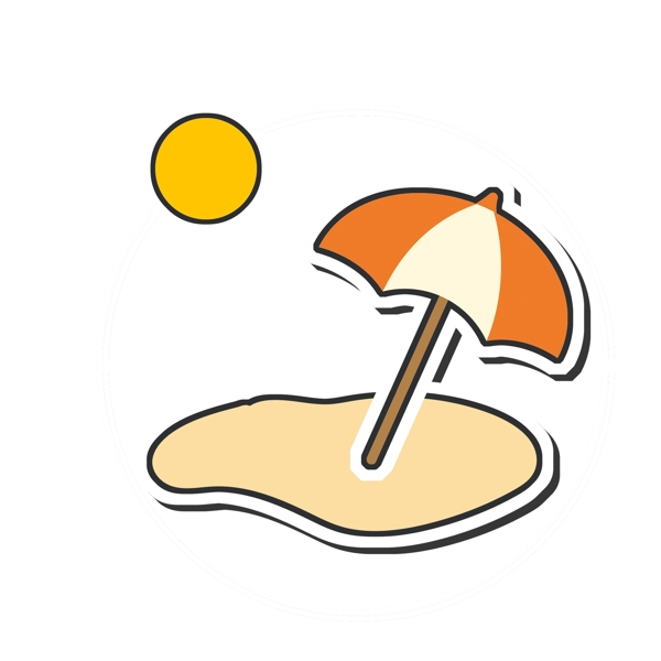 夏日卡通沙滩太阳伞贴纸